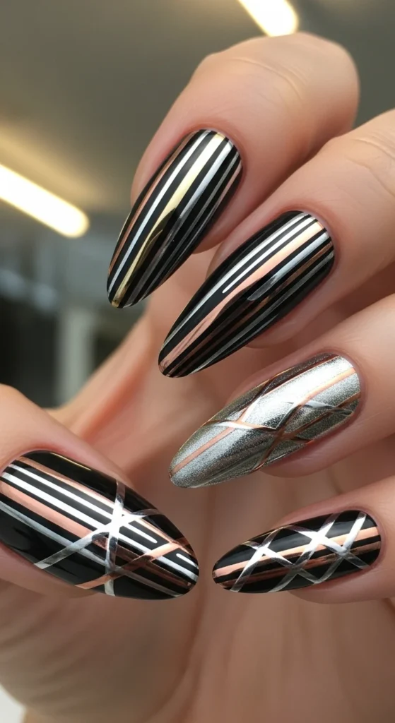 Metallic-Stripes-Nails-Sleek-Modern-Perfect-for-Any-Occasion