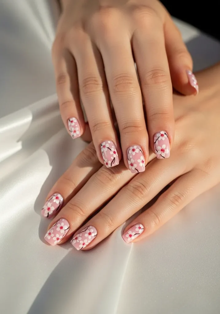 Top-Cherry-Blossom-Nails-Beautiful-Elegant-Floral-Art-Designs