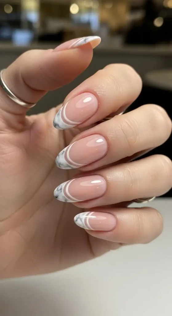 Double-Line-Marble-French-Tips
