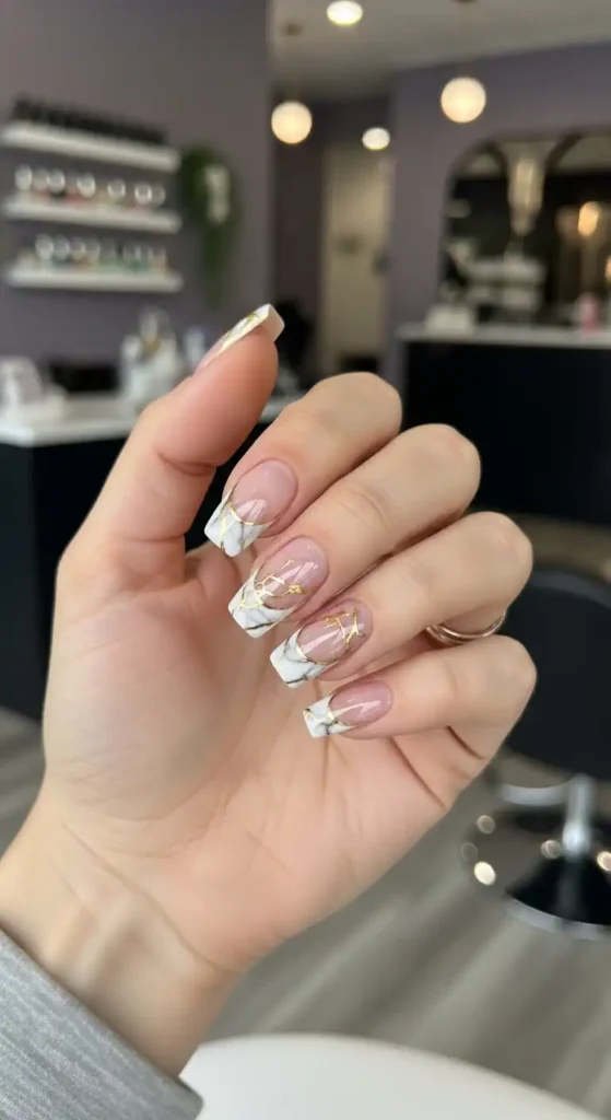 gold-vein-marble-french-tip