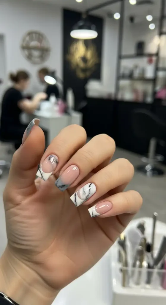grey-and-white-marble-french-tip