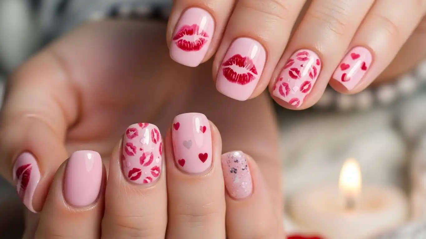 kiss-print-nail-design-for-a-cute-romantic-look