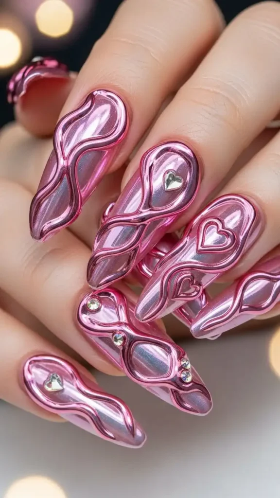 abstract-3d-pink-chrome-nails