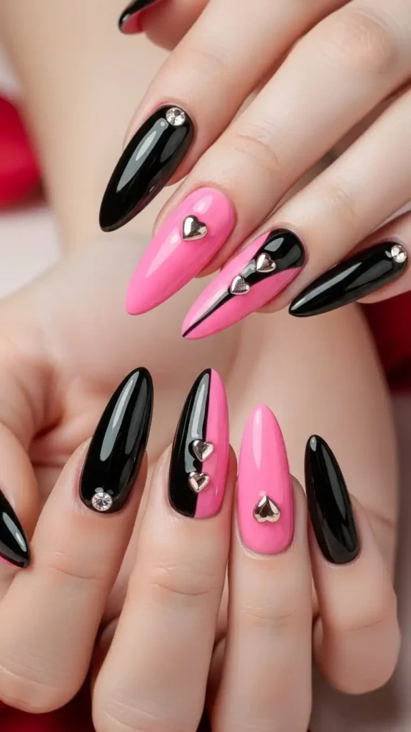 black-and-pink-split-design