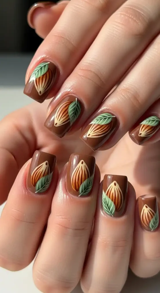 chocolate-almond-with-leaf-art