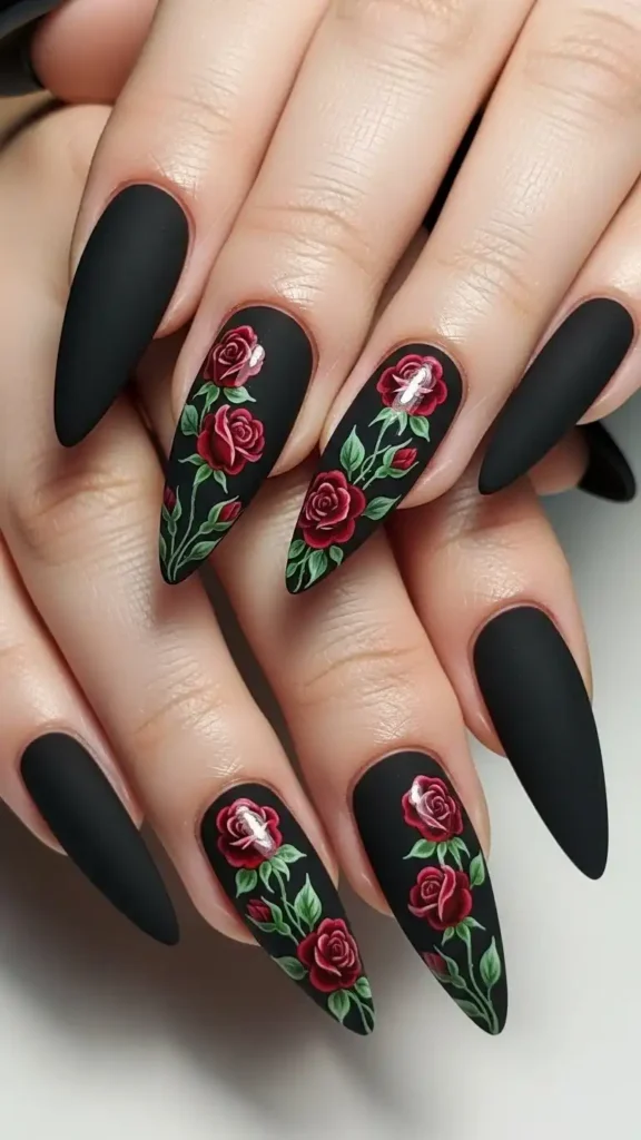 dark-red-roses-on-matte-nails