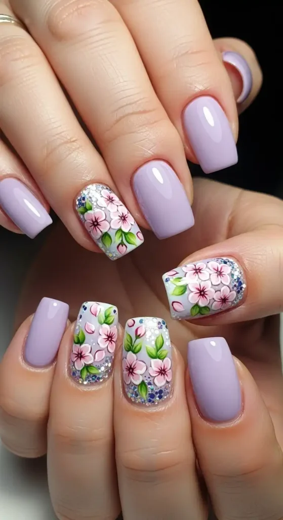 floral-accent-nail-design