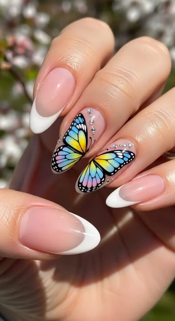 french-tips-with-butterfly