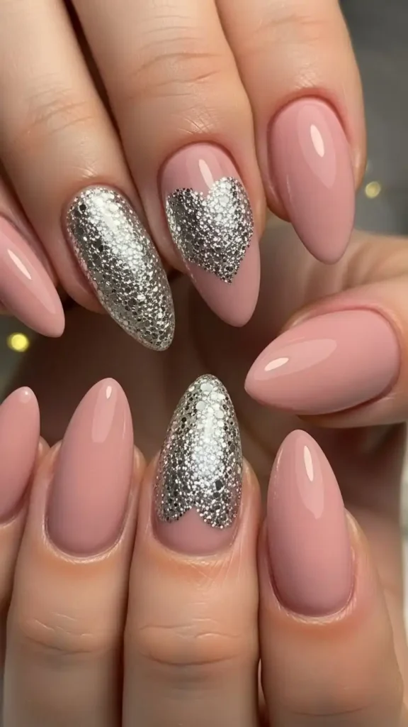 glitter-heart-accent-nail