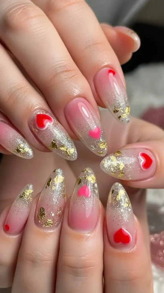 gold-flake-ombre-sparkle-nails