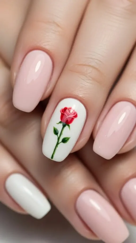 minimalist-single-rose-accent-nail