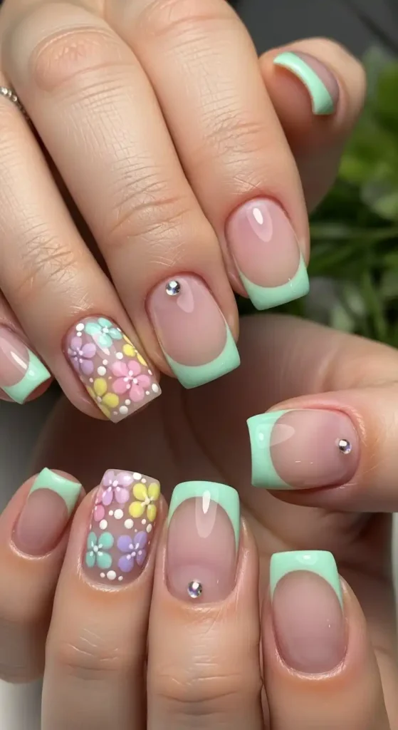 mint-french-tip-nails