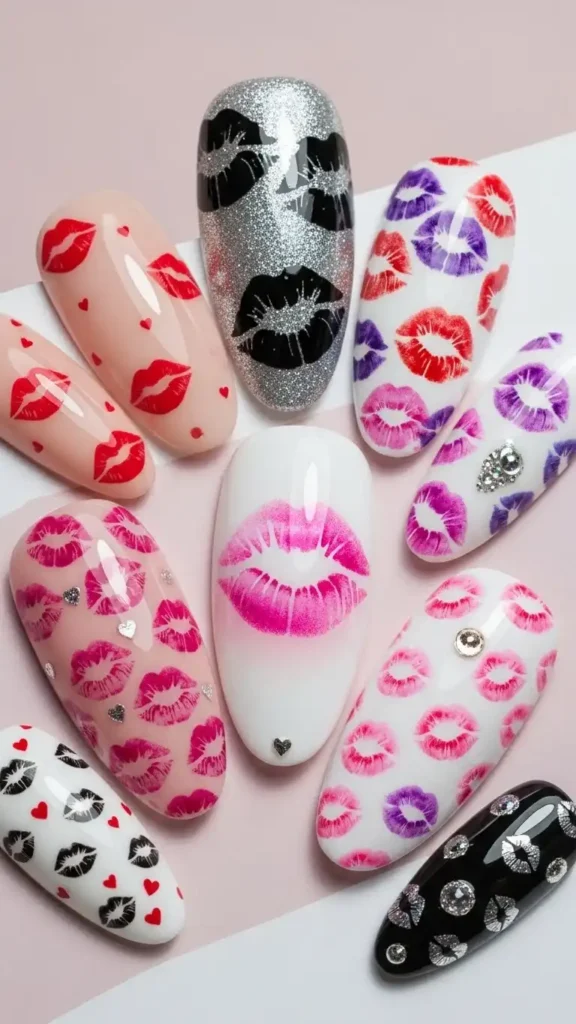 mixed-nail-art-kiss-prints