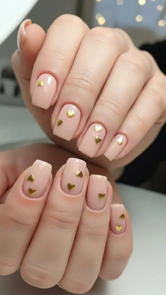 nude-nails-with-tiny-gold-hearts
