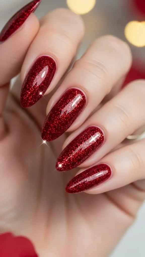 red-glitter-accent-nail