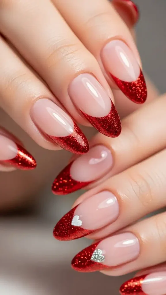 red-glitter-french-tips