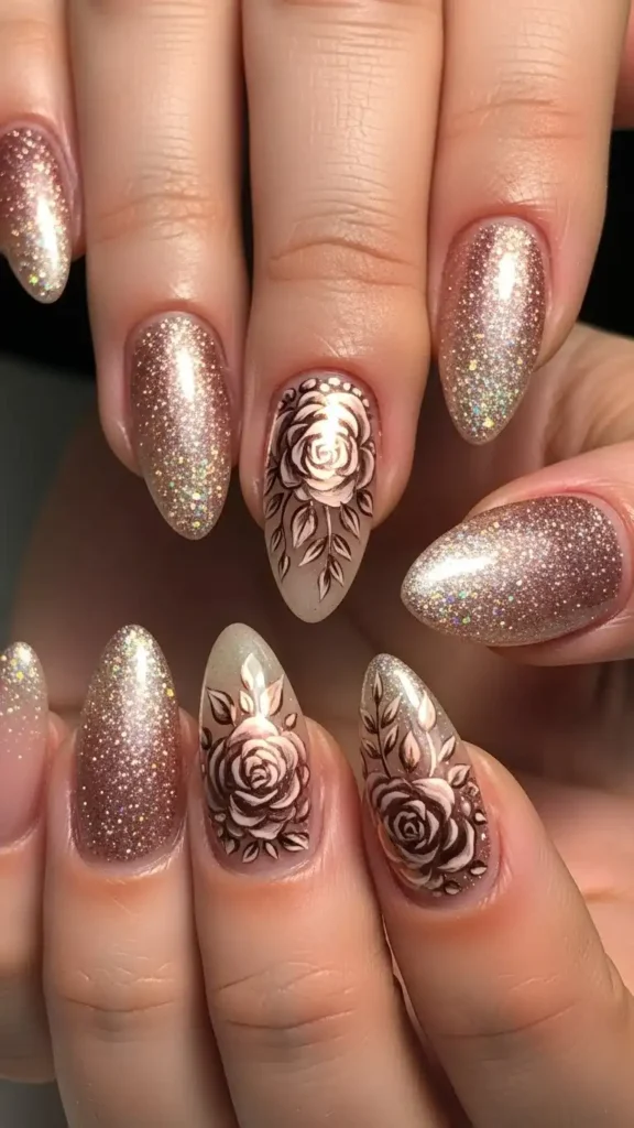 rose-gold-sparkle-nails.