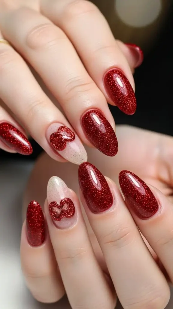 textured-red-glitter-nails