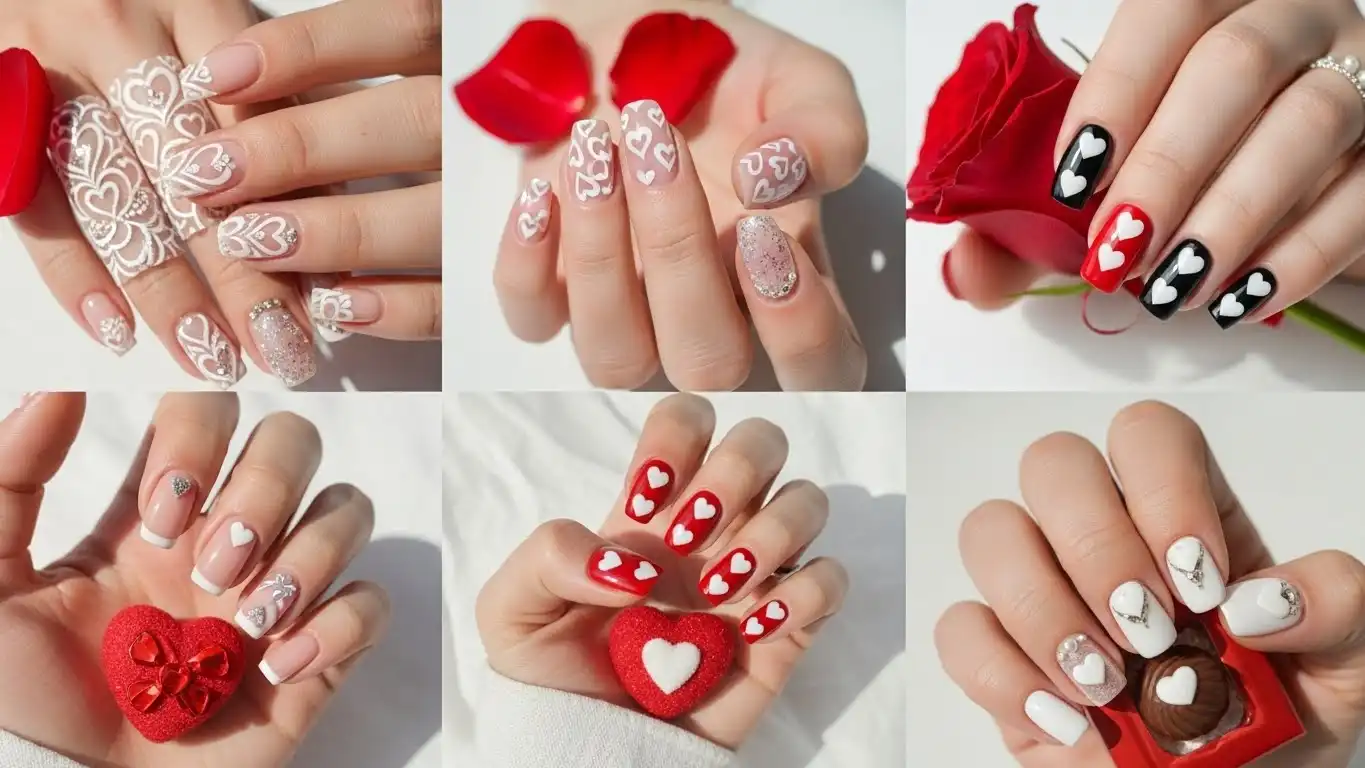 white-heart-nails-Valentines-Idea