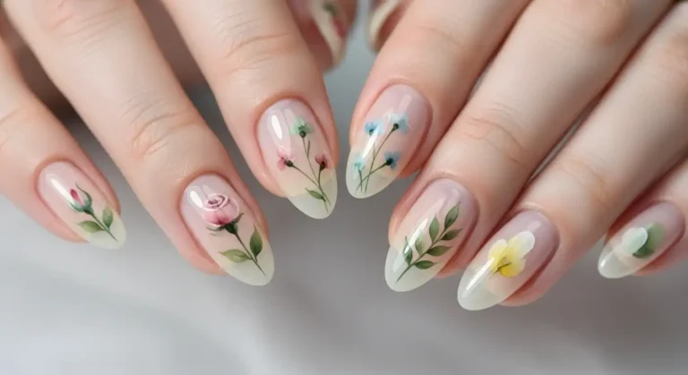 minimalist-watercolor-floral-nails-designs-youll-adore