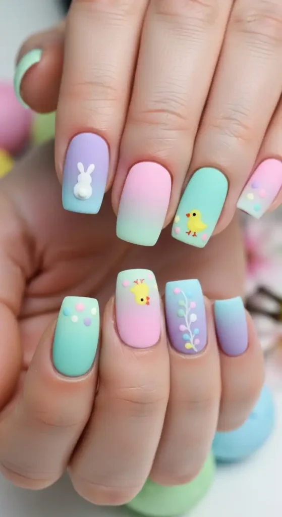 beautiful-matte-gradient-pastel-easter-nail