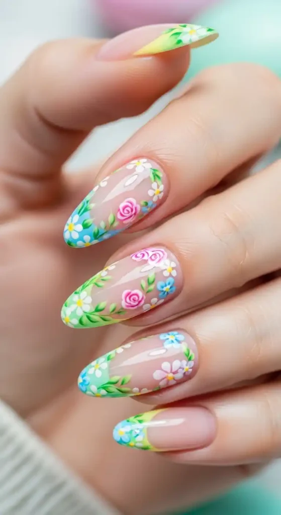 bright-pastel-floral-french-manicure