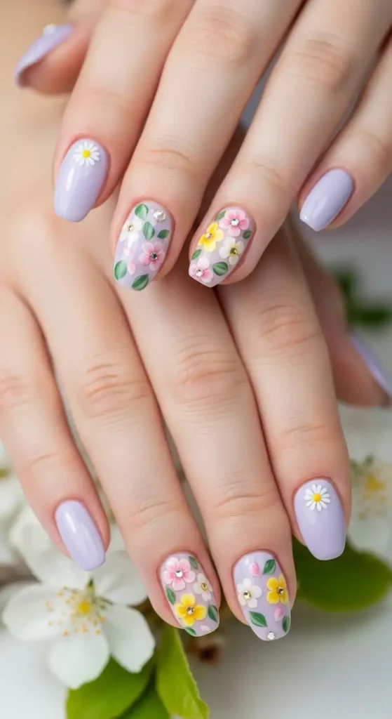 floral-accent-nails