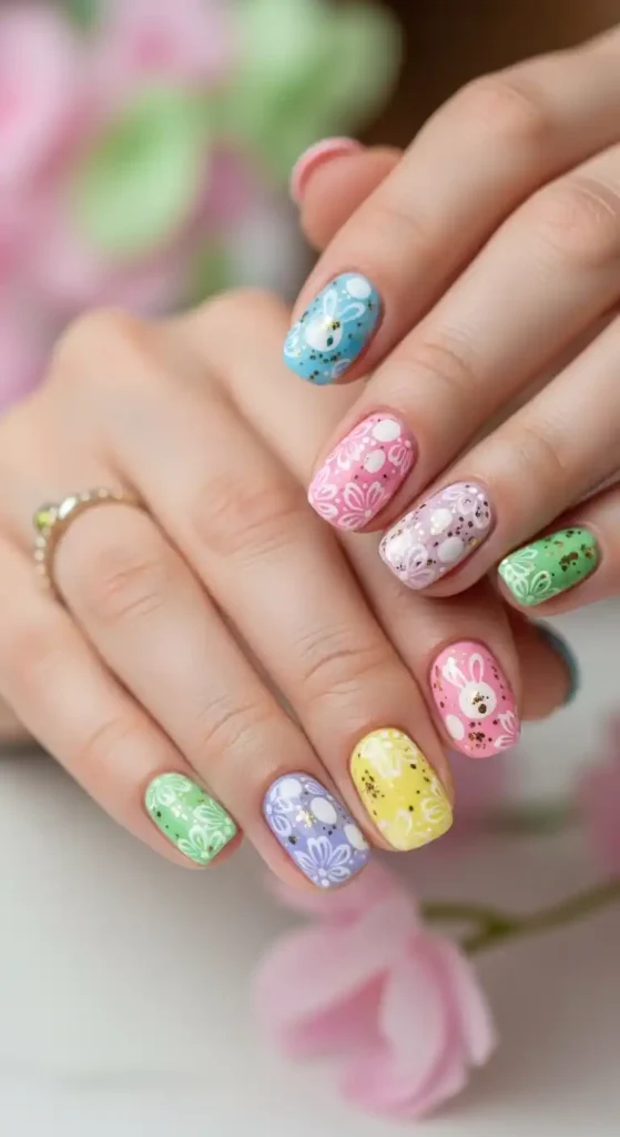 floral-speckled-easter-egg-nail-art-idea