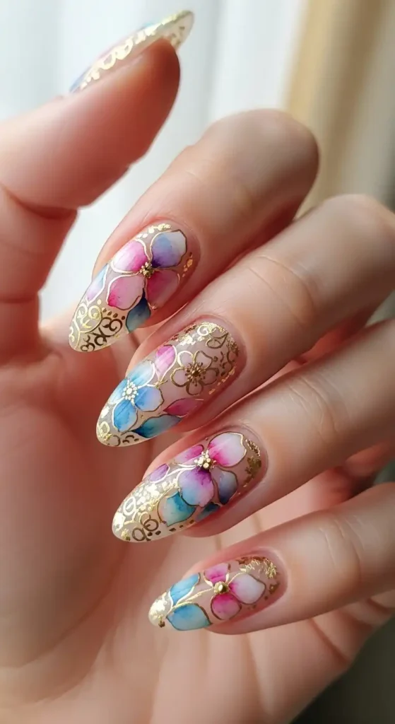 golden-blossom-nails