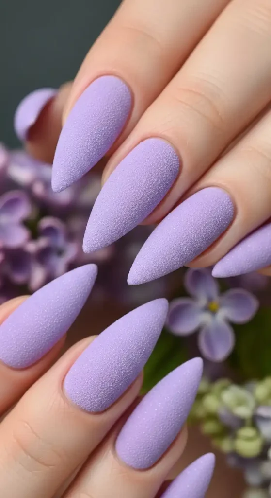 lilac-stiletto-nails-with-textured-finish