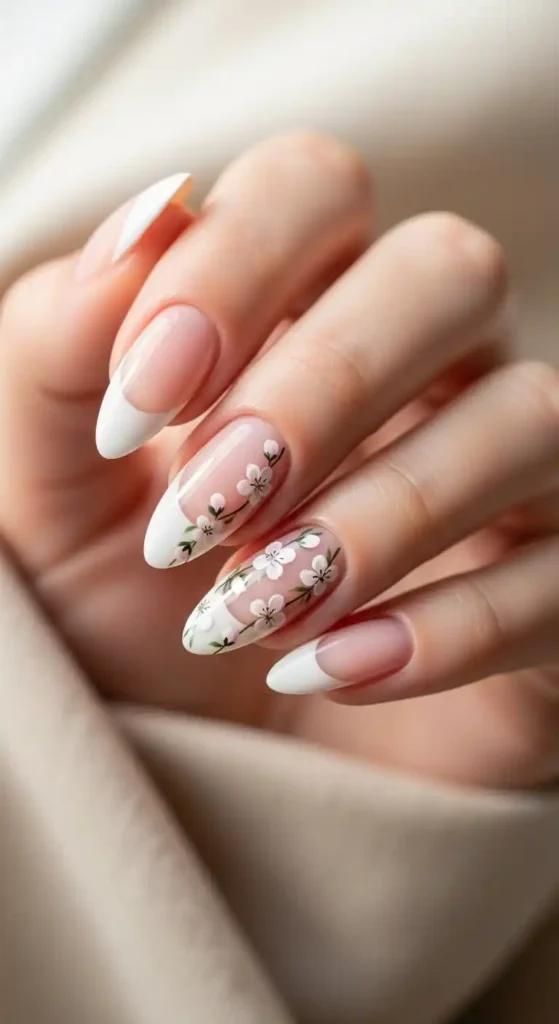 minimal-french-tips-with-floral-accents
