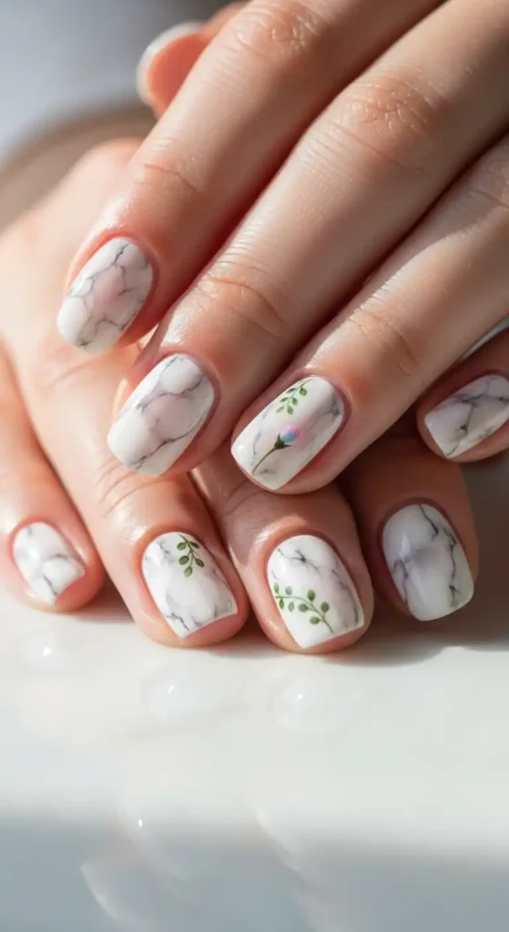 minimalist-white-marble-nails