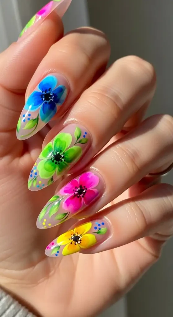 neon-floral-nails