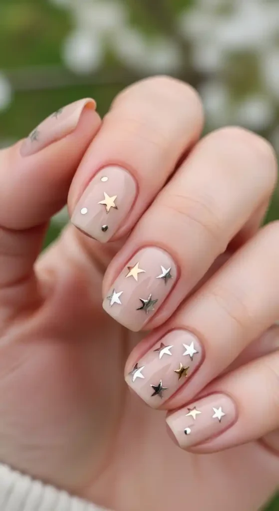 nude-nails-with-stars