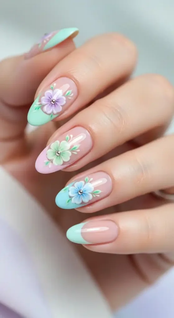 pastel-french-tips-with-a-single-bloom