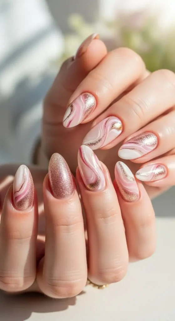 pink-and-gold-marble-nails