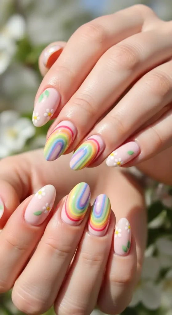 rainbow-accent-nails