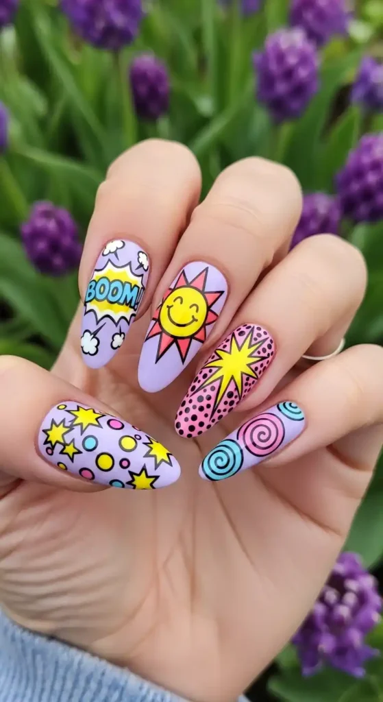 retro-lilac-pop-art-nails