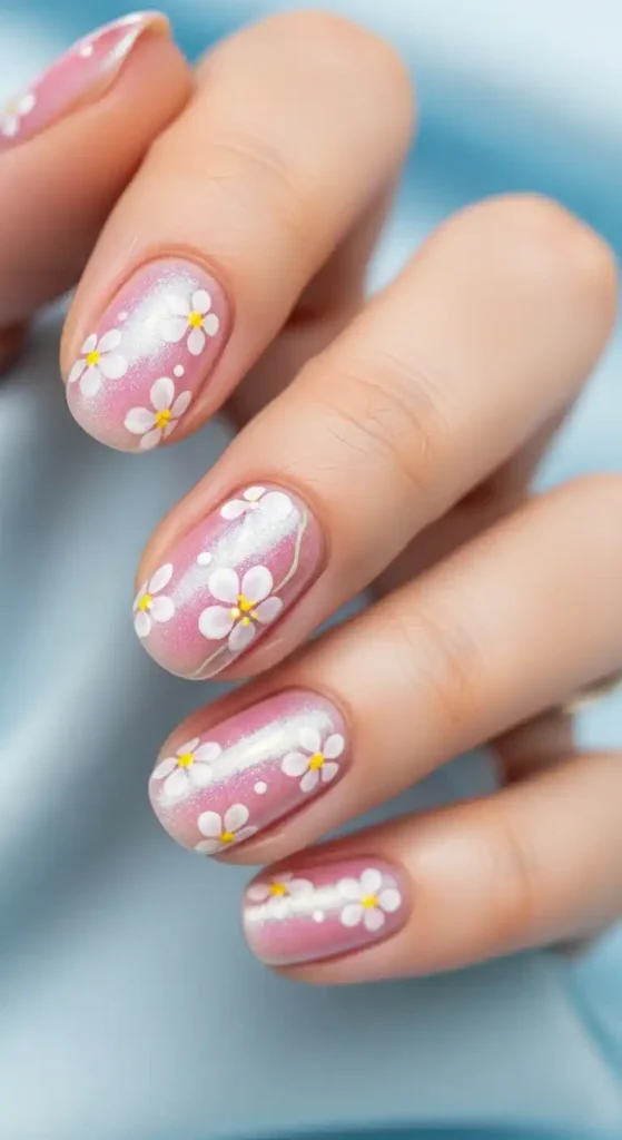shimmery-pink-blossoming-nails