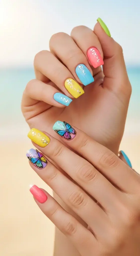 butterfly-accent-nail-art
