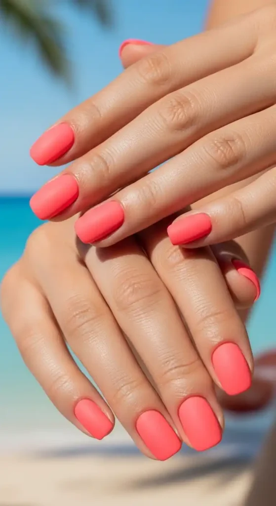 coral-pink-matte-nails