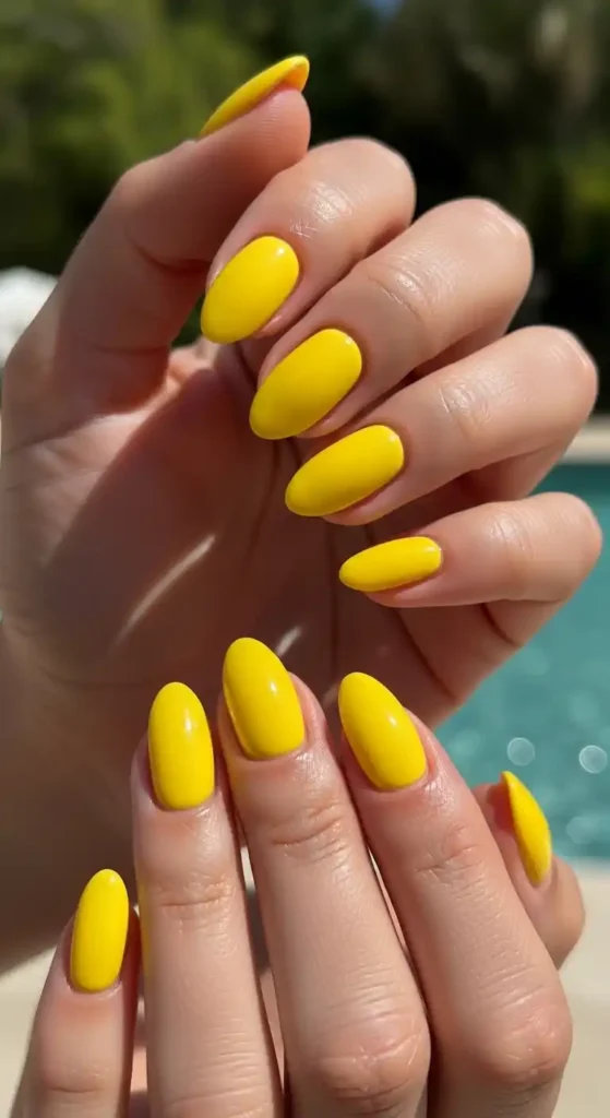 lemon-yellow-glossy-nails