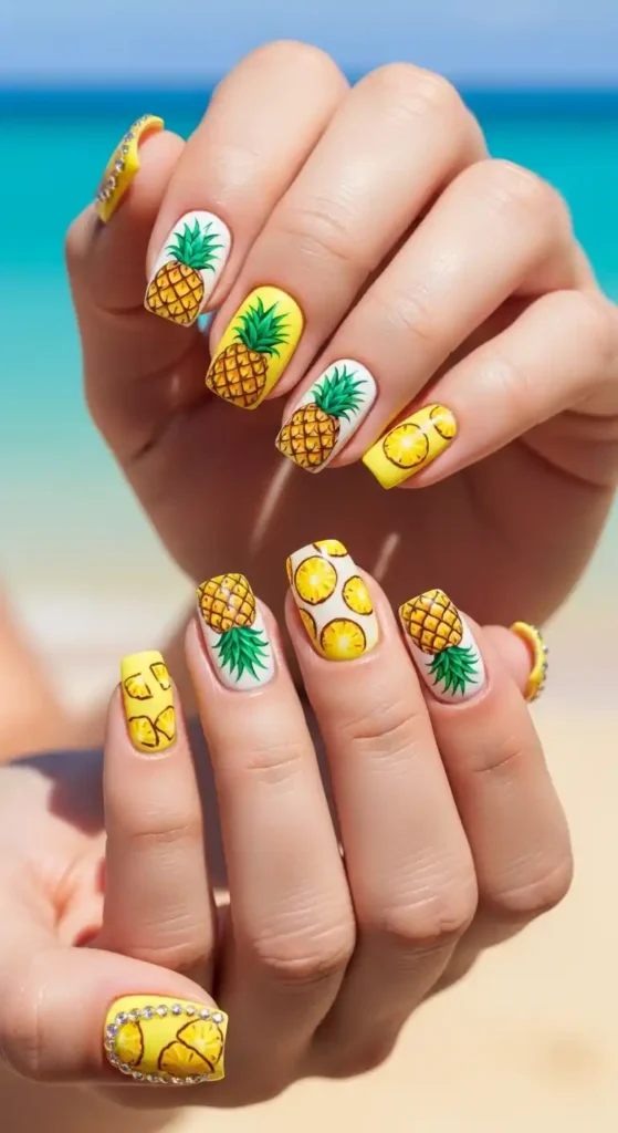 pineapple-inspired-nails