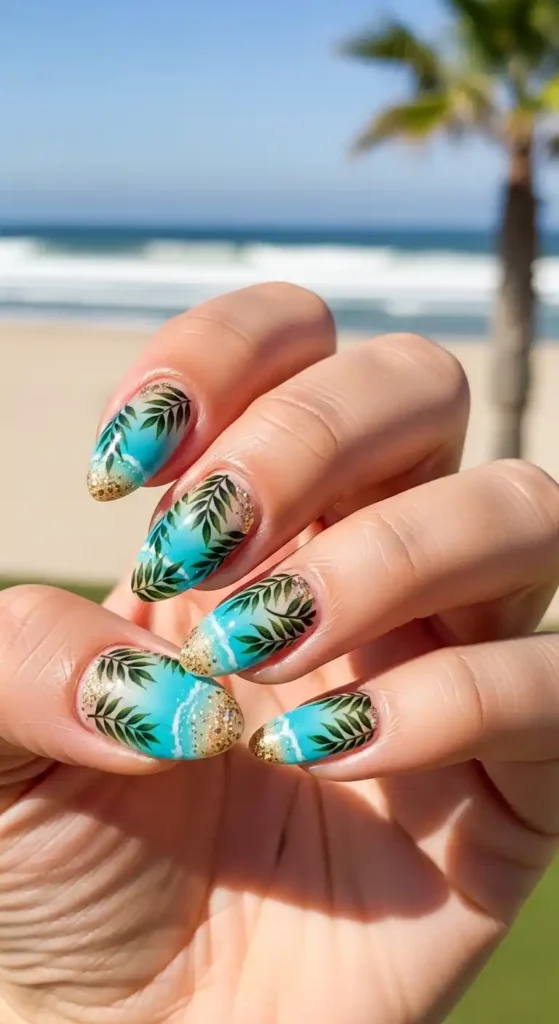 tropical-palm-leaf-nail-art