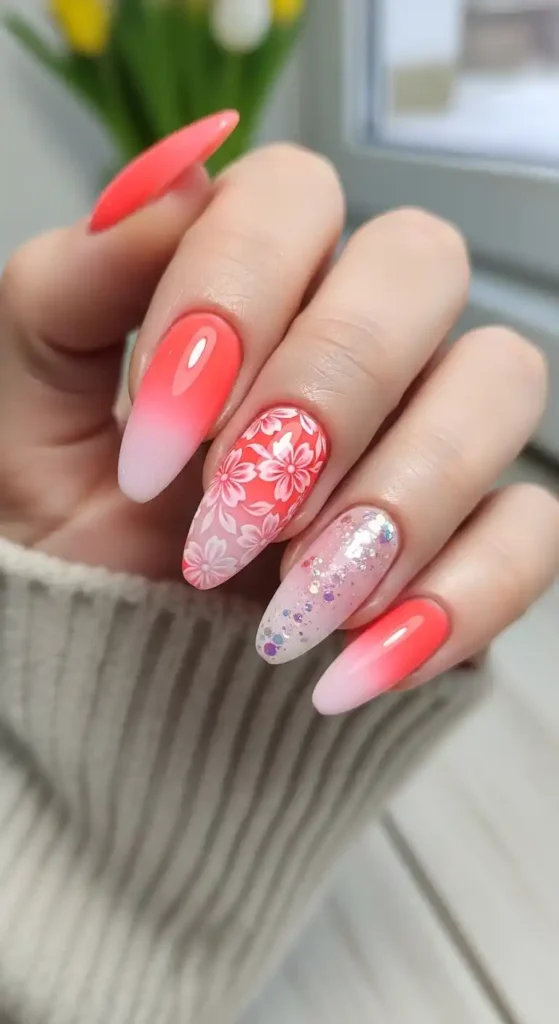 coral-ombre-nails