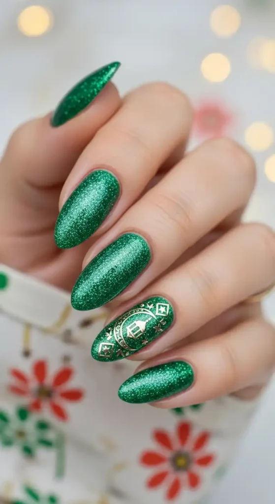 emerald-green-glitter-nails