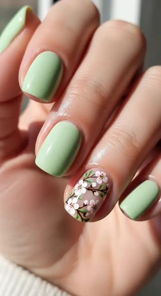 floral-accent-nails