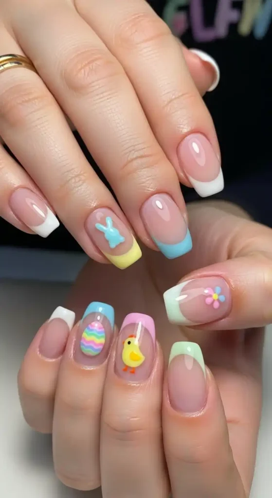 french-gel-tips-with-a-pop-of-color