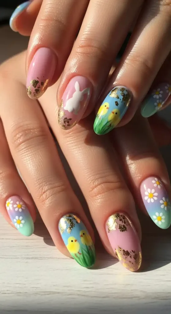 gel-nails-with-gold-foil