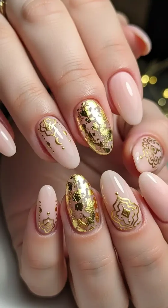 gold-foil-accent-nails